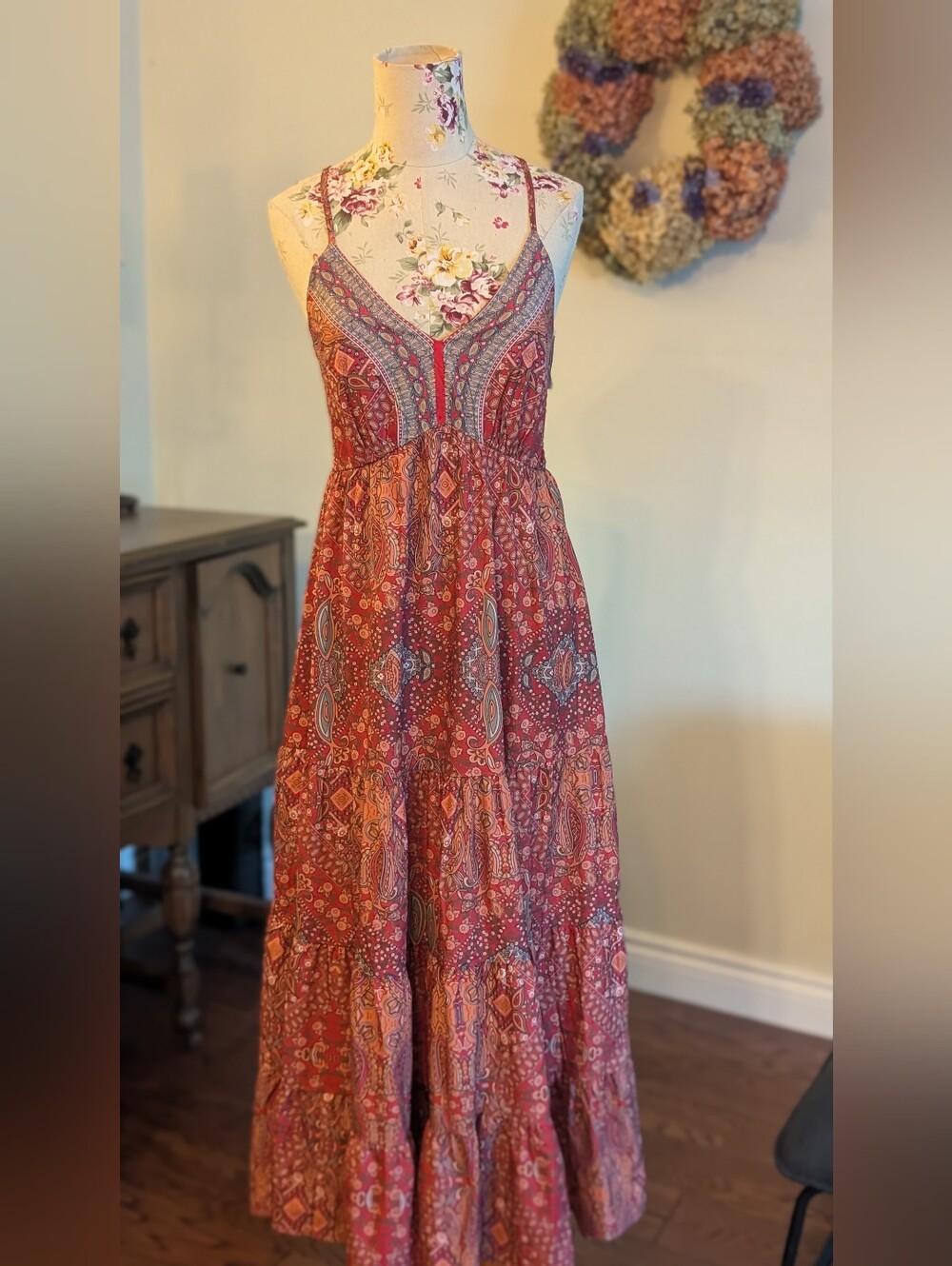 Red Orange Paisley sundress